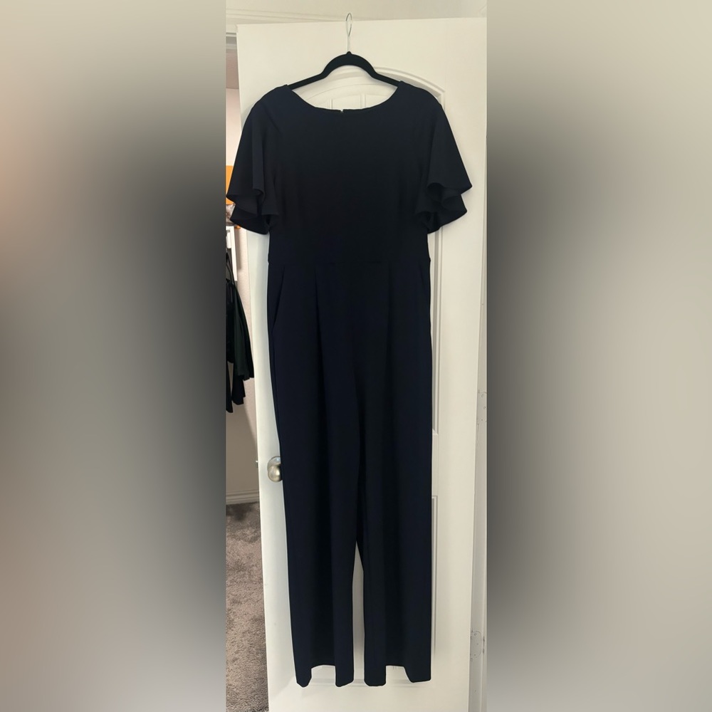 Calvin Klein Navy Tulip Sleeve Jumpsuit